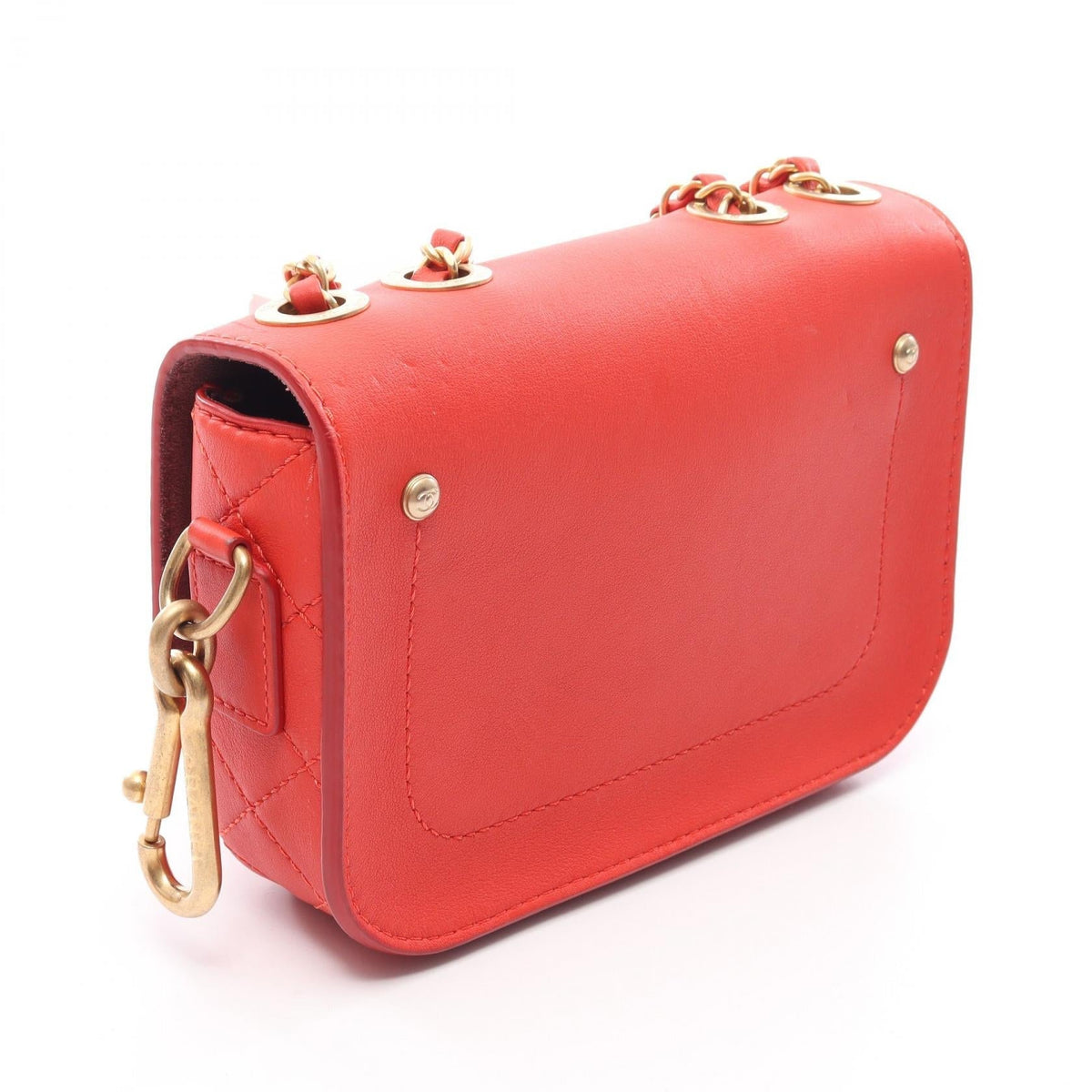 CHANEL Red Matelasse Lambskin (sheep leather) 2104102516235