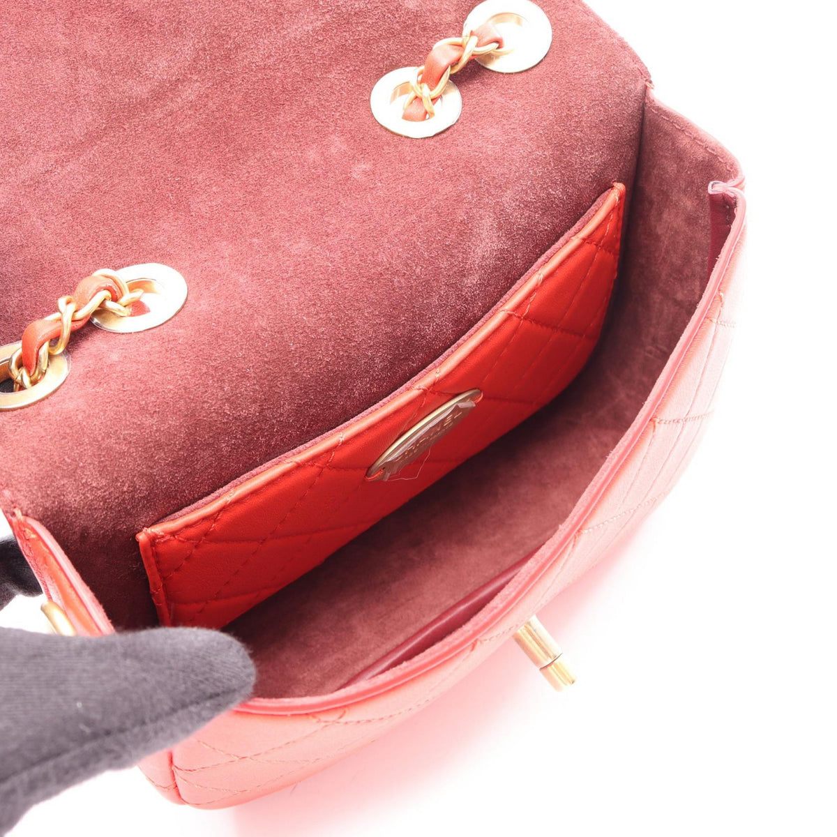 CHANEL Red Matelasse Lambskin (sheep leather) 2104102516235