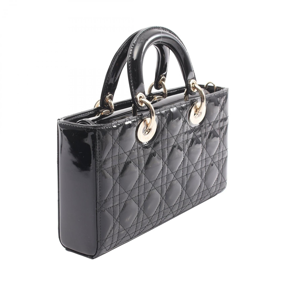 Dior LADY D-Joy Medium Cannage 2WAY Handbag Black Patent leather M0540OWCBM900 2101219946054