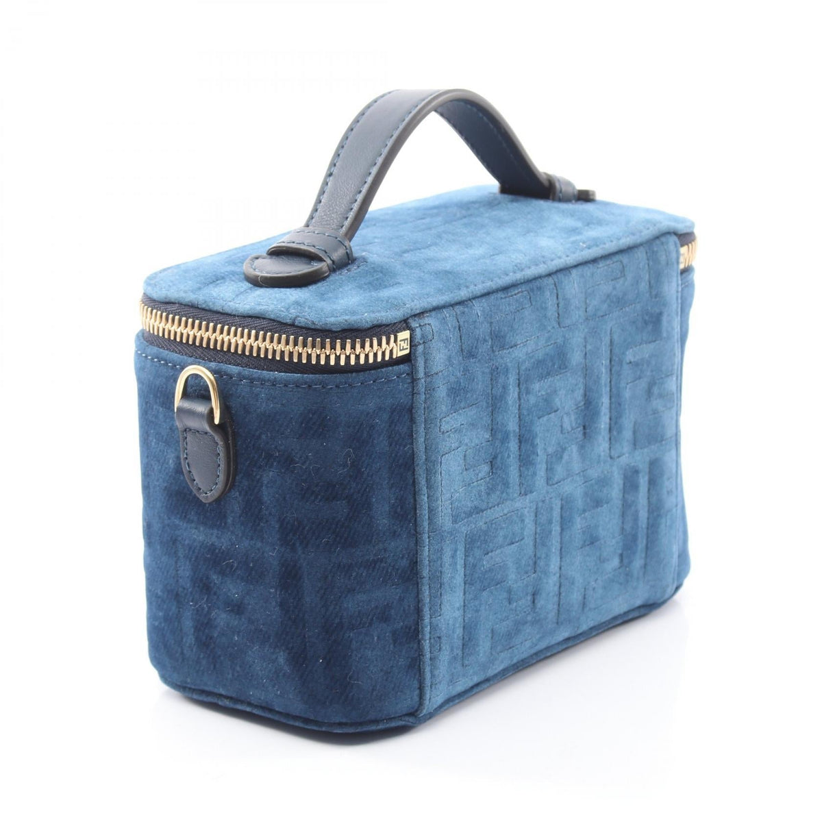 FENDI Vanity FF Flock Denim 2WAY Handbag Blue Fabric leather 8BS108AVR6F1UJW 2101219946177