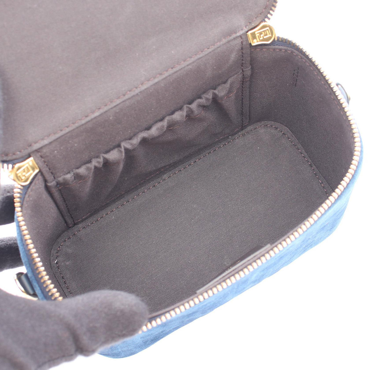 FENDI Vanity FF Flock Denim 2WAY Handbag Blue Fabric leather 8BS108AVR6F1UJW 2101219946177