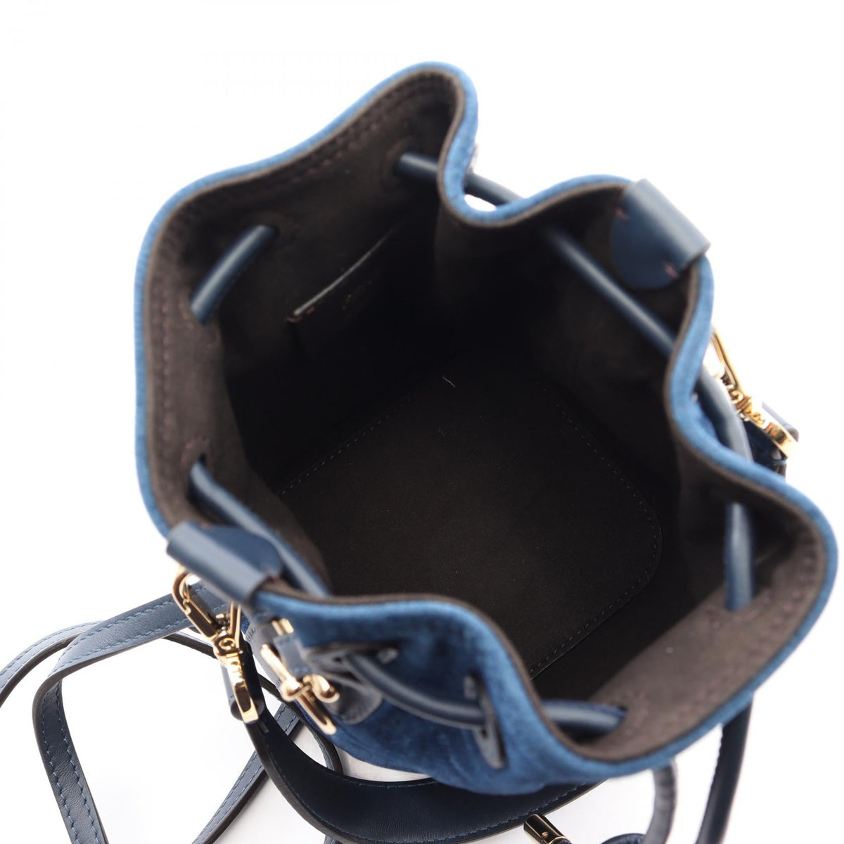 FENDI Mini Montresor FF Flock Denim 2WAY Handbag Blue/Navy Fabric�leather 8BS109AVR6F1UJW 2101219946238