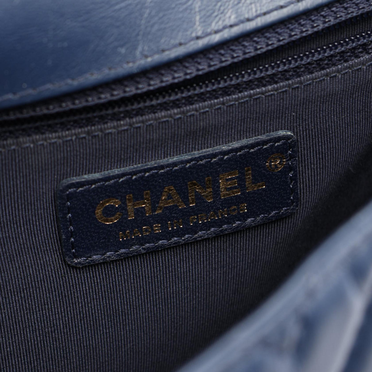 CHANEL Navy Chevron V-stitch top handle 2-way bag leather A57213 2120100032812