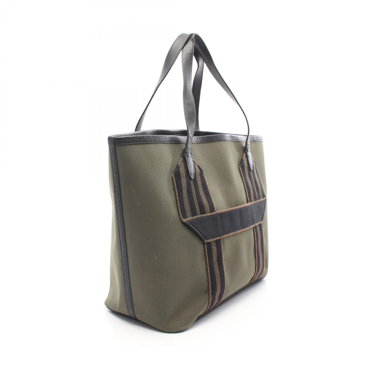 HERMES Pure Sangle Vert Bronze Black Ebene Tote Bag Khaki/Black/Brown Towar Military canvas leather Taurillon Clemence 2107400256841