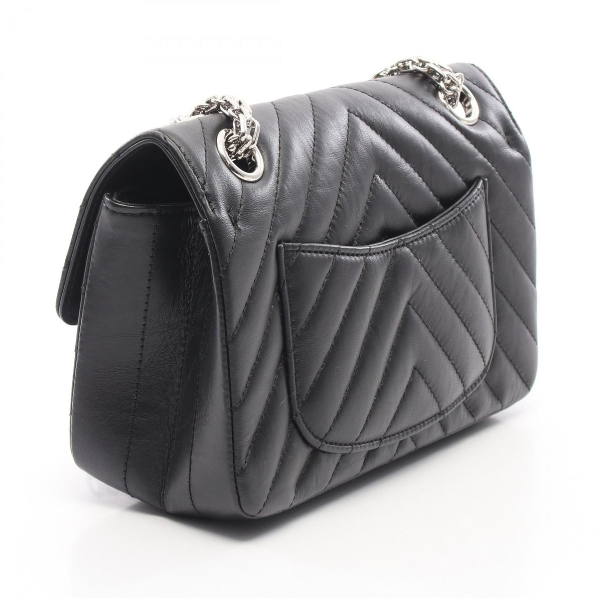 CHANEL Black 2.55 V-stitch Chevron Calfskin (cowhide) 2120800029570