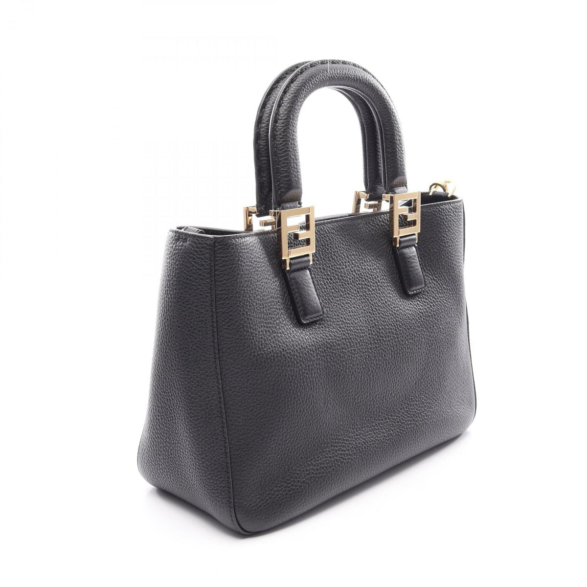 FENDI FFTote Bag Small 2WAY Handbag Black leather 8BH367 2120900124144