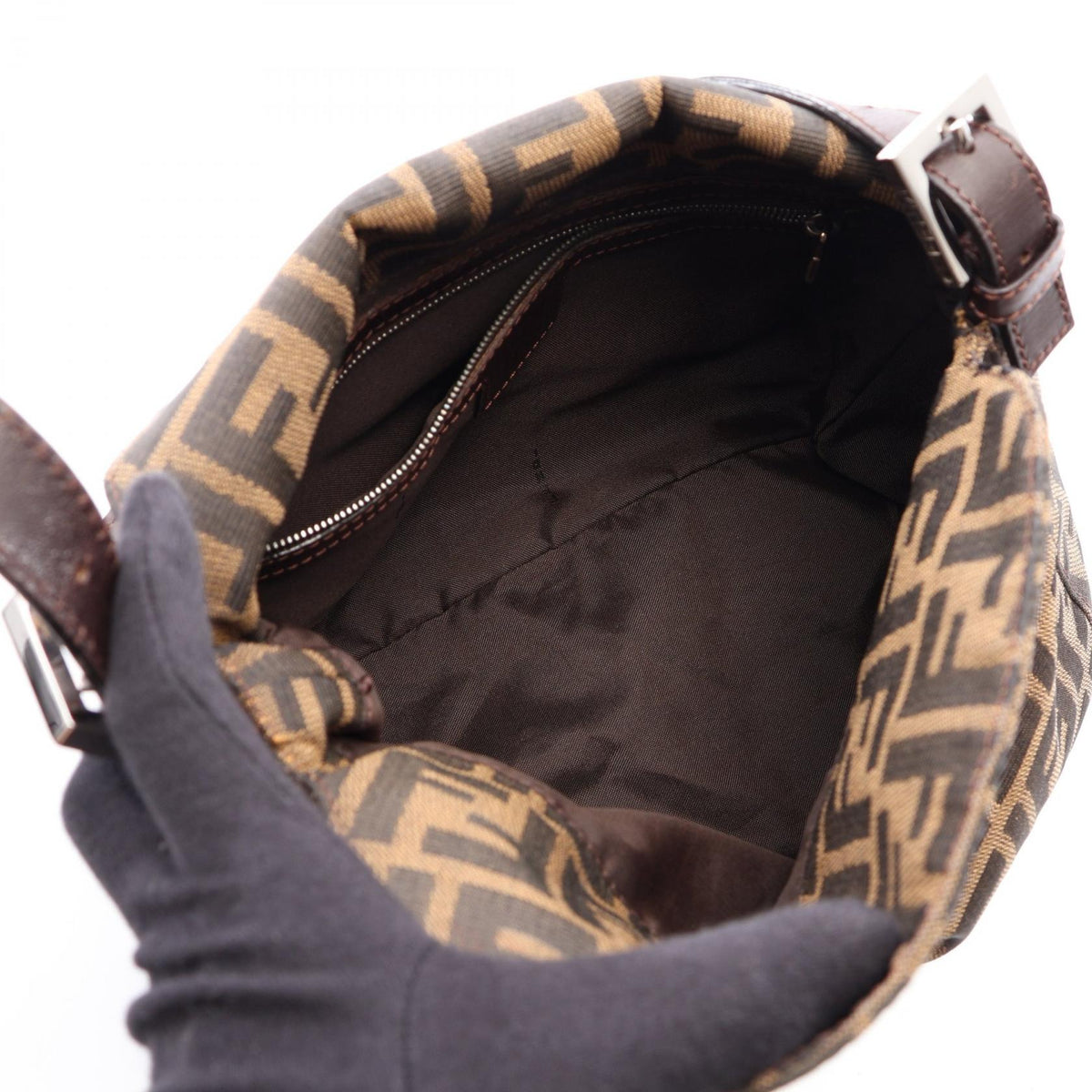 FENDI Zucca Shoulder Bag Brown canvas leather 2101219944296