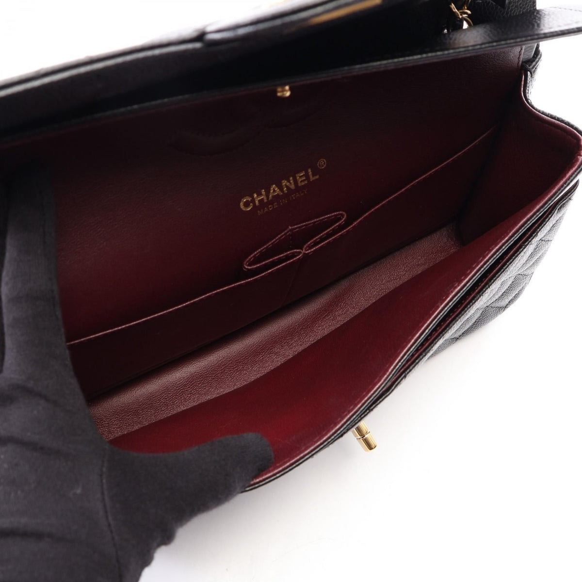 CHANEL Black Matelasse W flap Calfskin (cowhide) A01112 2107601159866
