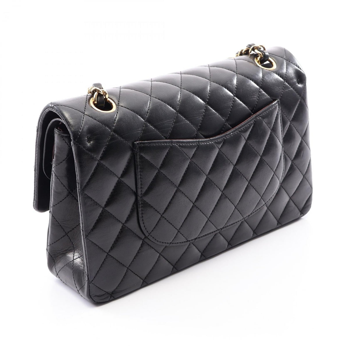 CHANEL Black Matelasse W flap Lambskin (sheep leather) 2120300052146