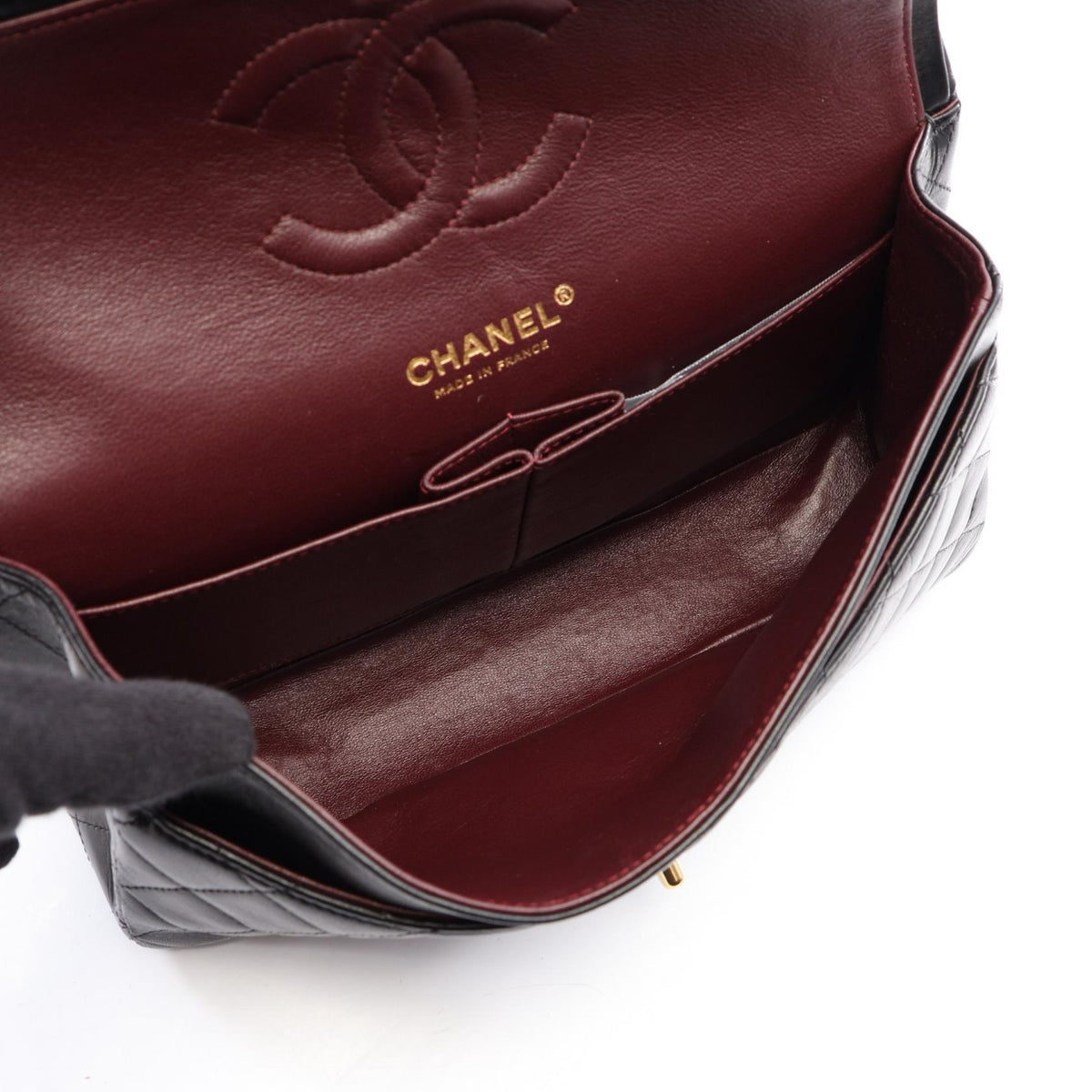 CHANEL Black Matelasse W flap Lambskin (sheep leather) 2120300052146