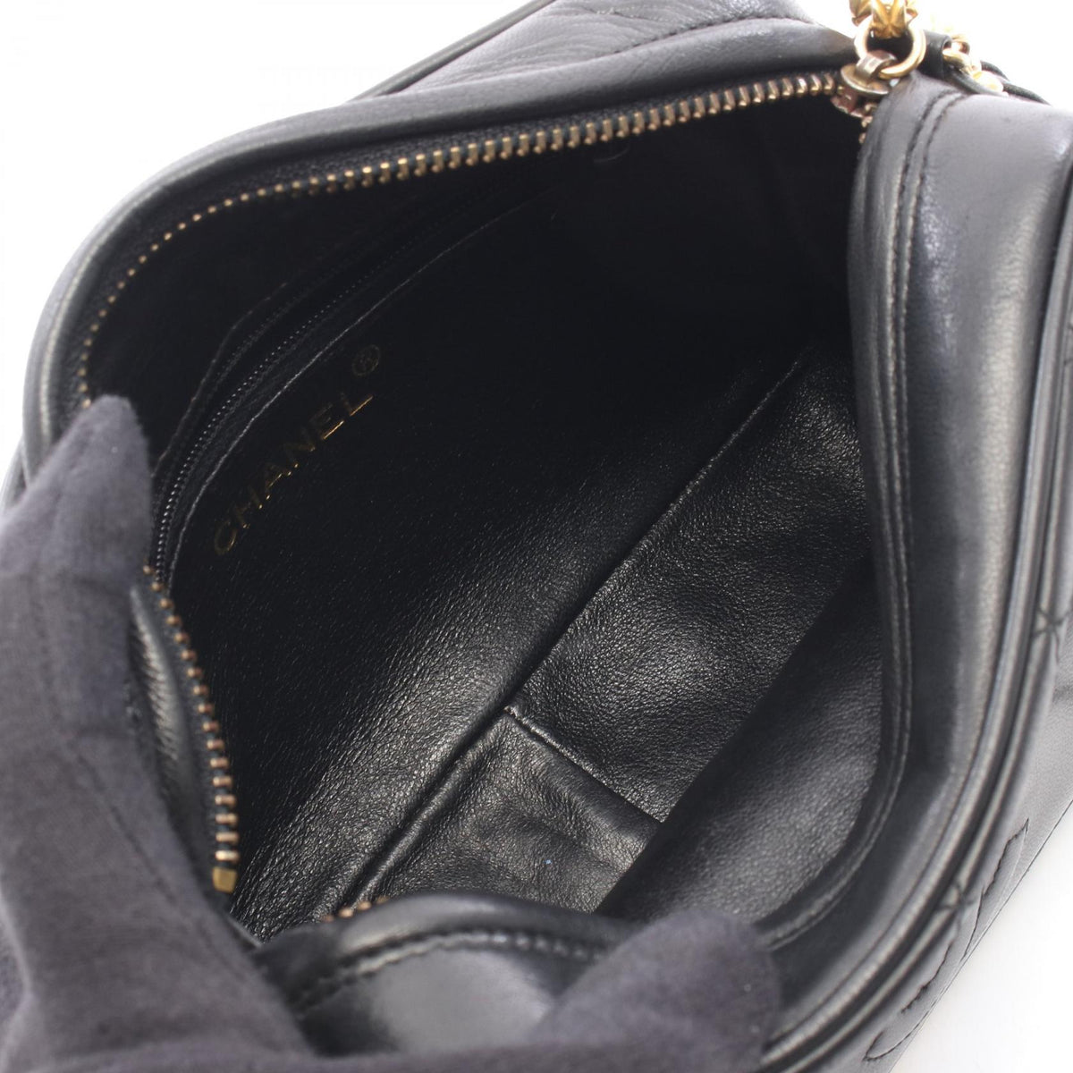CHANEL Black Matelasse Fringe Mini Chain Shoulder Lambskin (sheep leather) 2101219939087