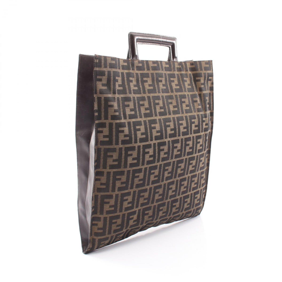 FENDI Zucca Tote Bag Brown/Black canvas�leather 15856 2101219942063