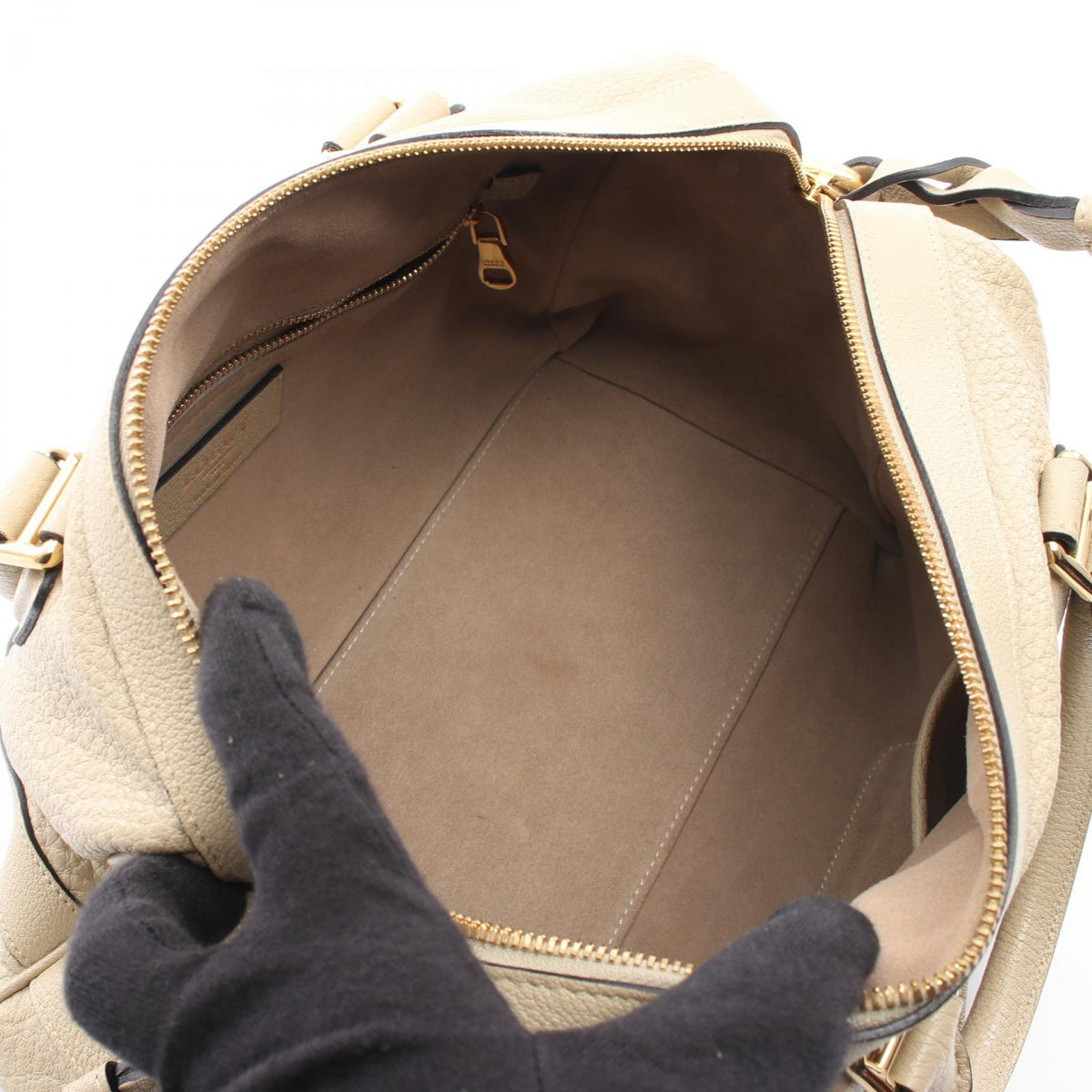 LOEWE PASEO BAG 2WAY Handbag Beige leather 2100301244603
