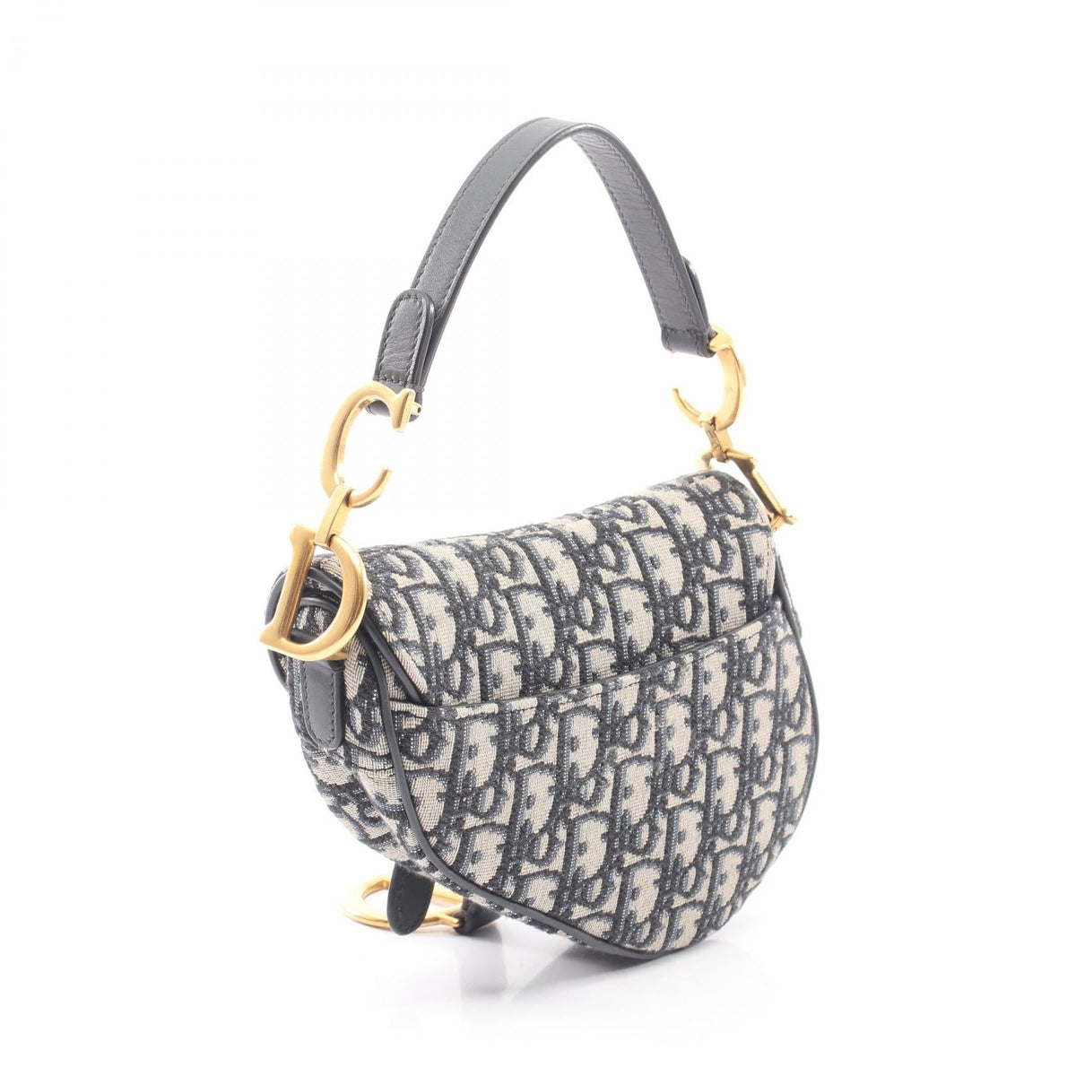 Dior Mini Saddlebag in Oblique Jacquard Handbag Navy/Beige/Black canvas leather M0456CTZQ_M928 2118300091388