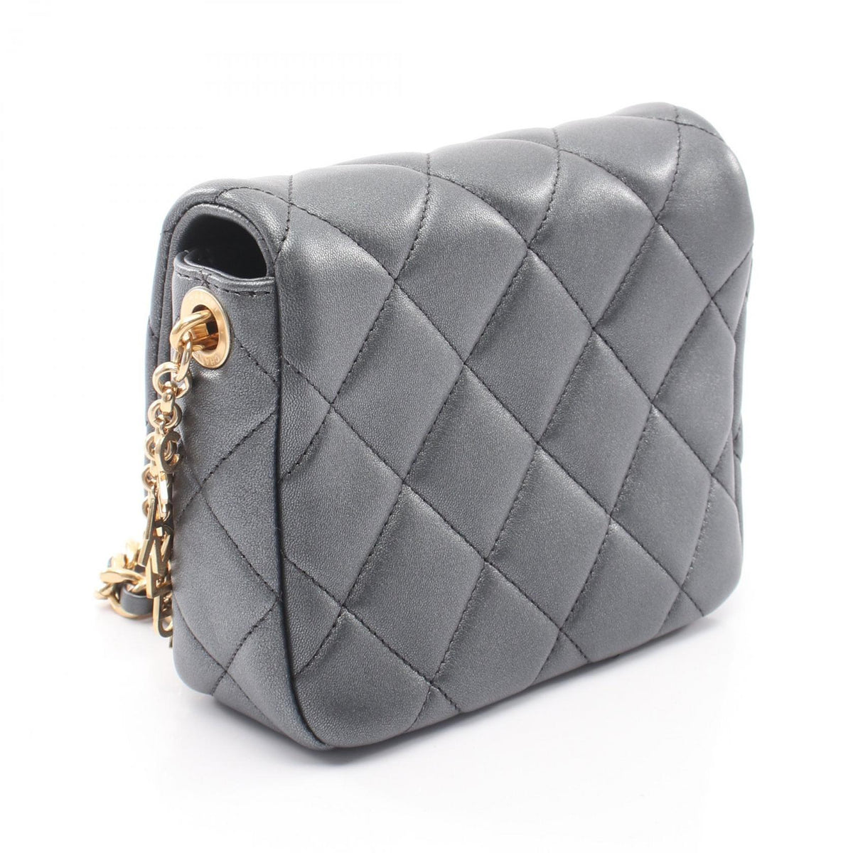 CHANEL Gray Mini Matelasse Metallic Lambskin (sheep leather) 2107601159576