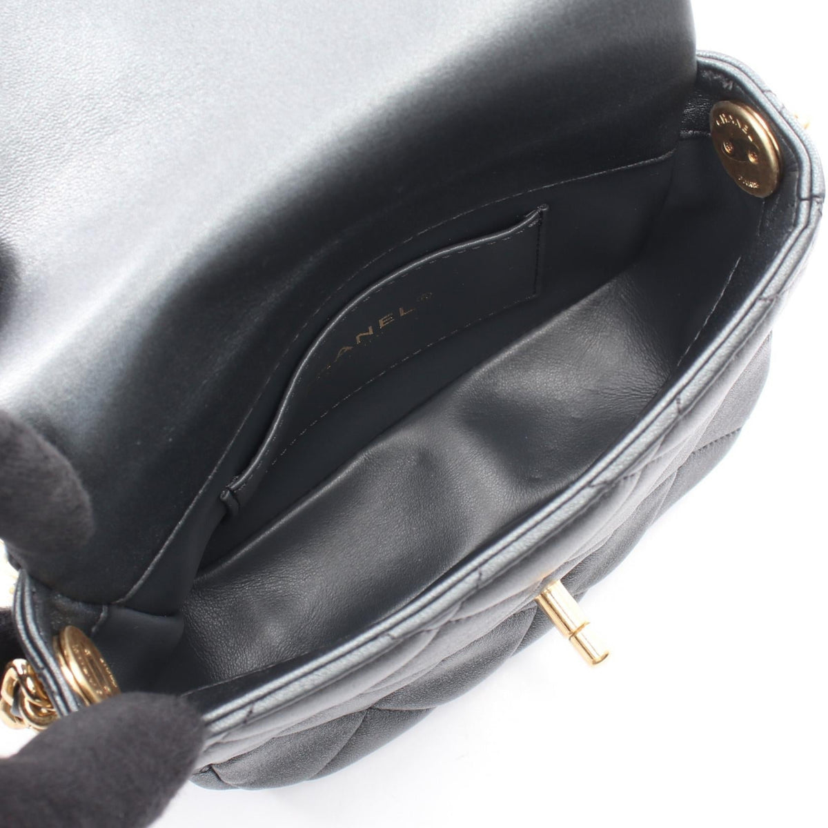 CHANEL Gray Mini Matelasse Metallic Lambskin (sheep leather) 2107601159576