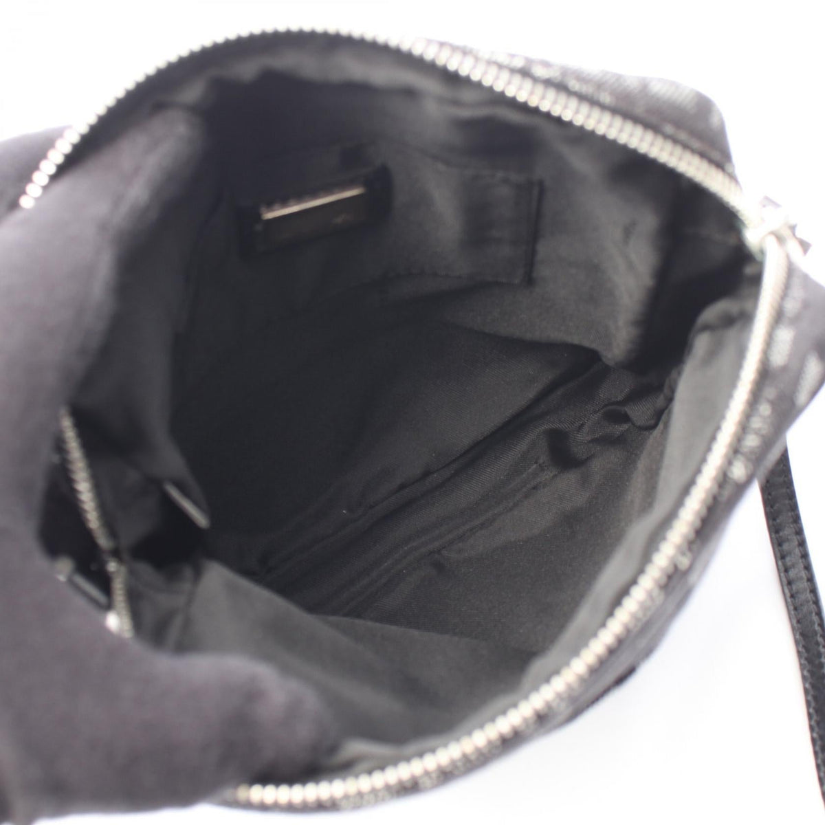 FENDI Zucchino Shoulder Bag Black/Gray canvas�leather 2101219932255