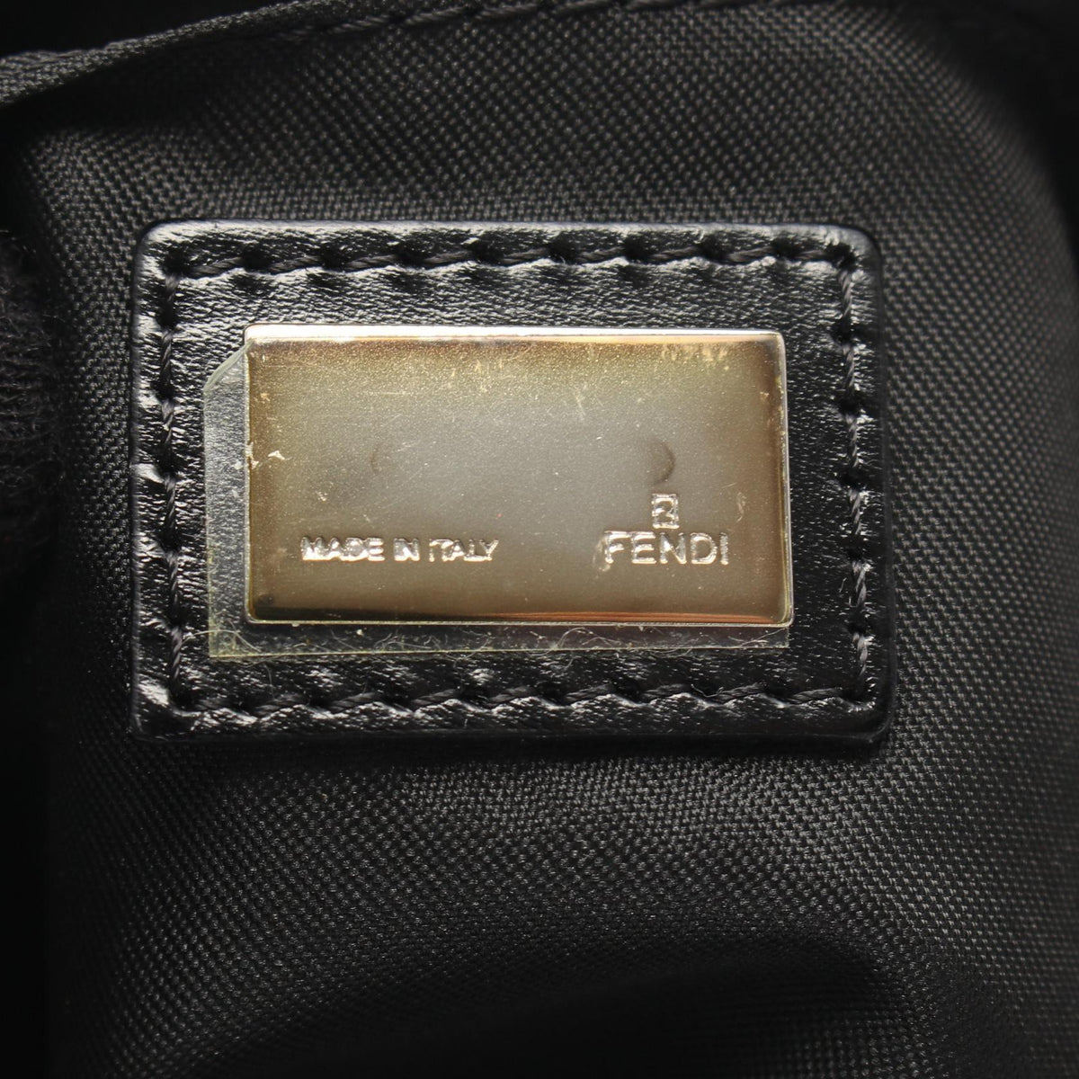 FENDI Zucchino Shoulder Bag Black/Gray canvas�leather 2101219932255