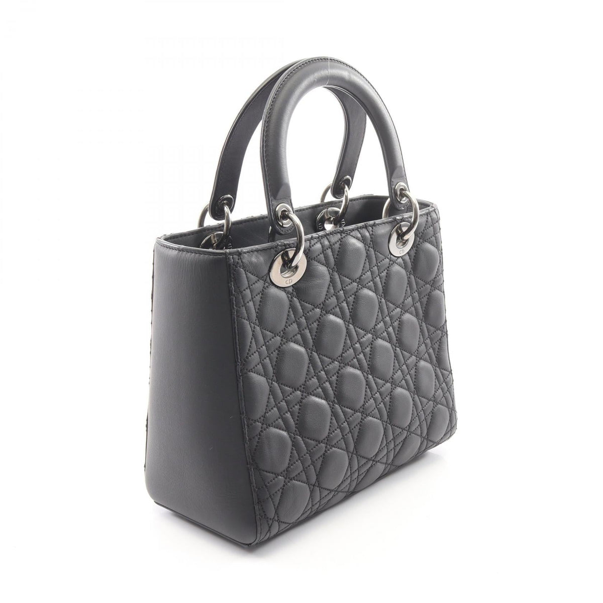 Dior LADY DIOR Christian Dior Cannage 2WAY Handbag Black leather 2101219932972