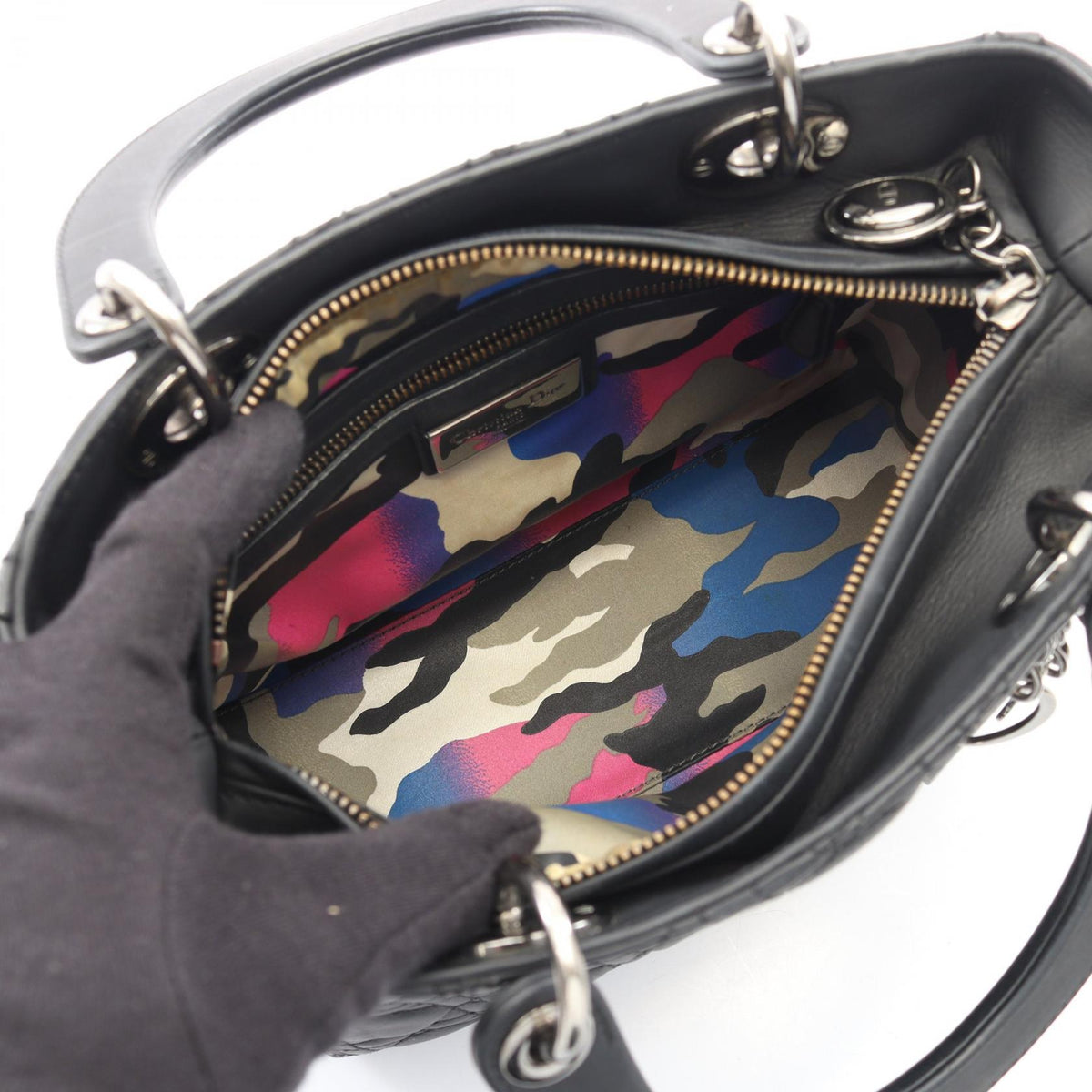 Dior LADY DIOR Christian Dior Cannage 2WAY Handbag Black leather 2101219932972