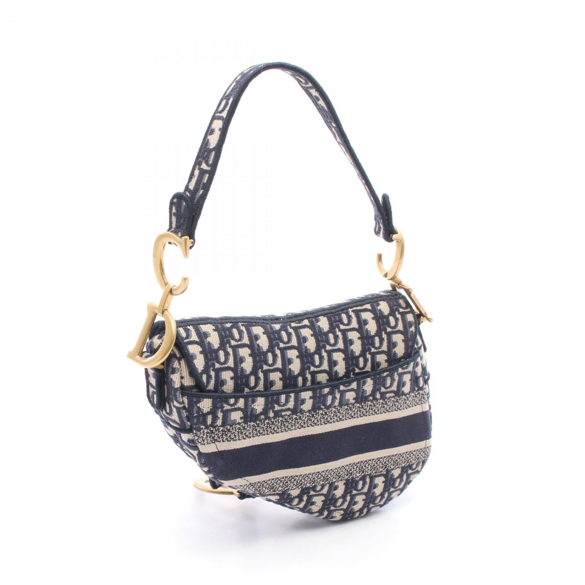 Dior SADDLE Oblique Handbag Navy/Beige canvas 2101219933085