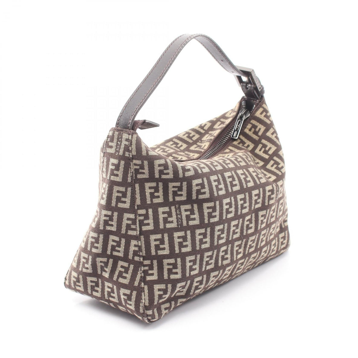 FENDI Zucchino Handbag Brown/Beige canvas leather 2101219929101