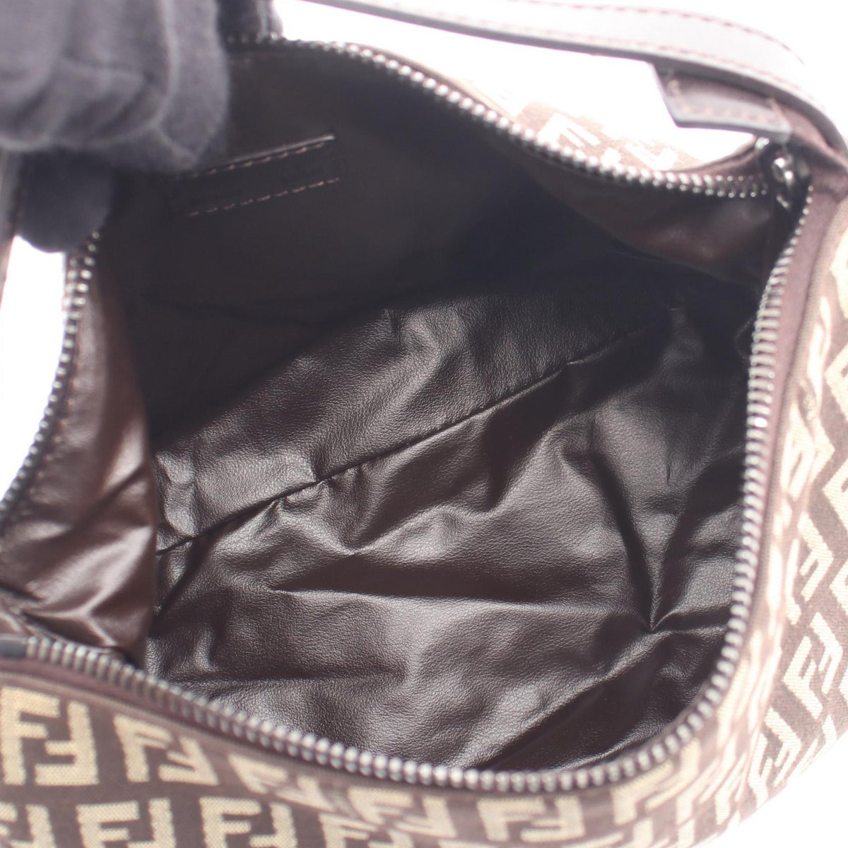 FENDI Zucchino Handbag Brown/Beige canvas leather 2101219929101
