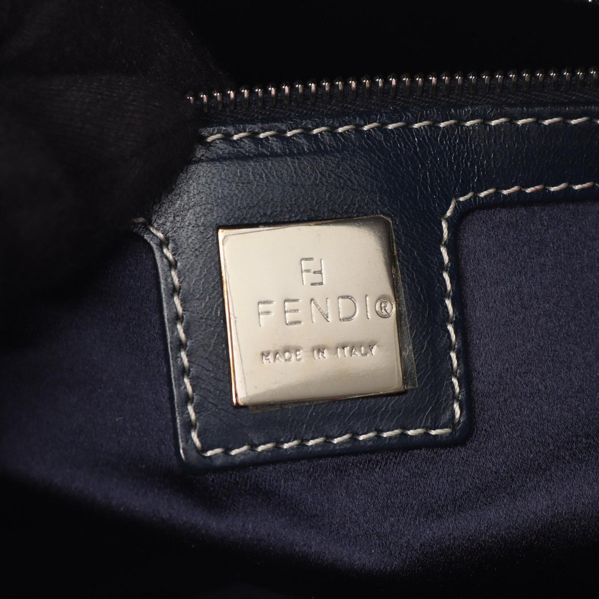FENDI Mamma bucket Zucchino Shoulder Bag Gray/Navy canvas�leather 2308-M426-018 2101219928692