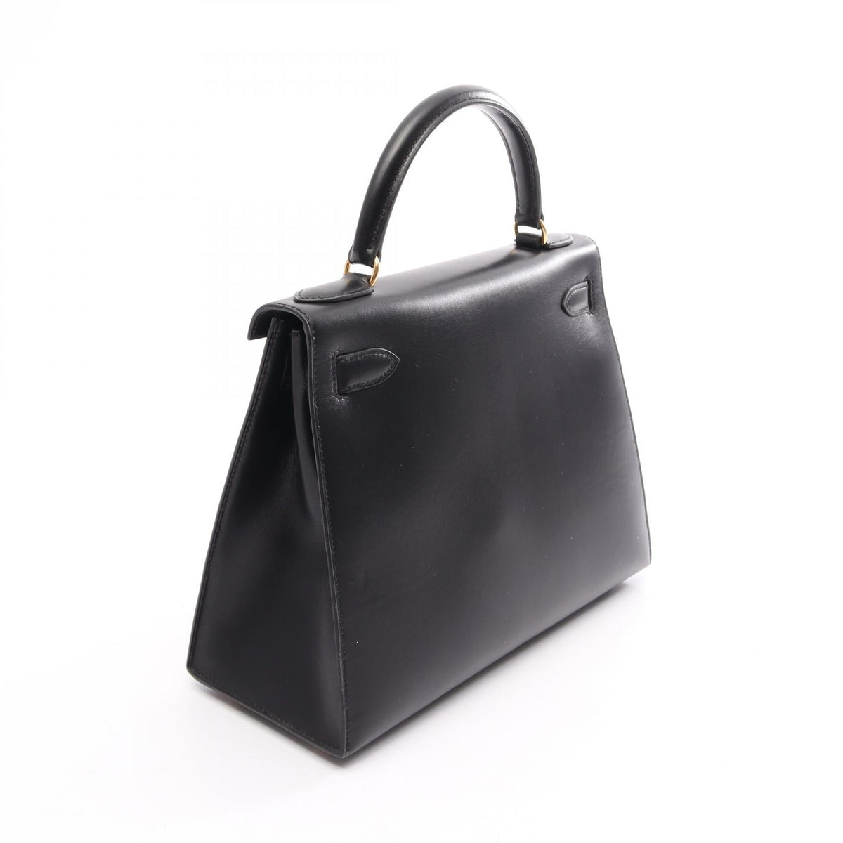 HERMES Kelly 28 (External Stitching, 2-Way) Handbag Black Box calf leather Calfskin (cowhide) 2101219929064