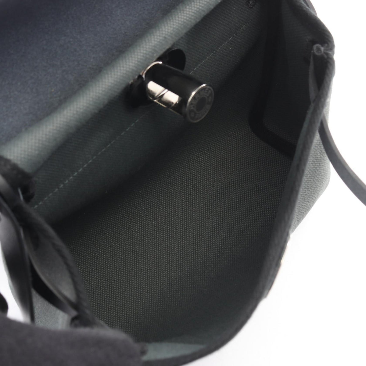 HERMES Airbag Zip Mini Shoulder Bag Green/Black Vache leather hunter canvas leather Vache leather hunter / toile military 2120300051798