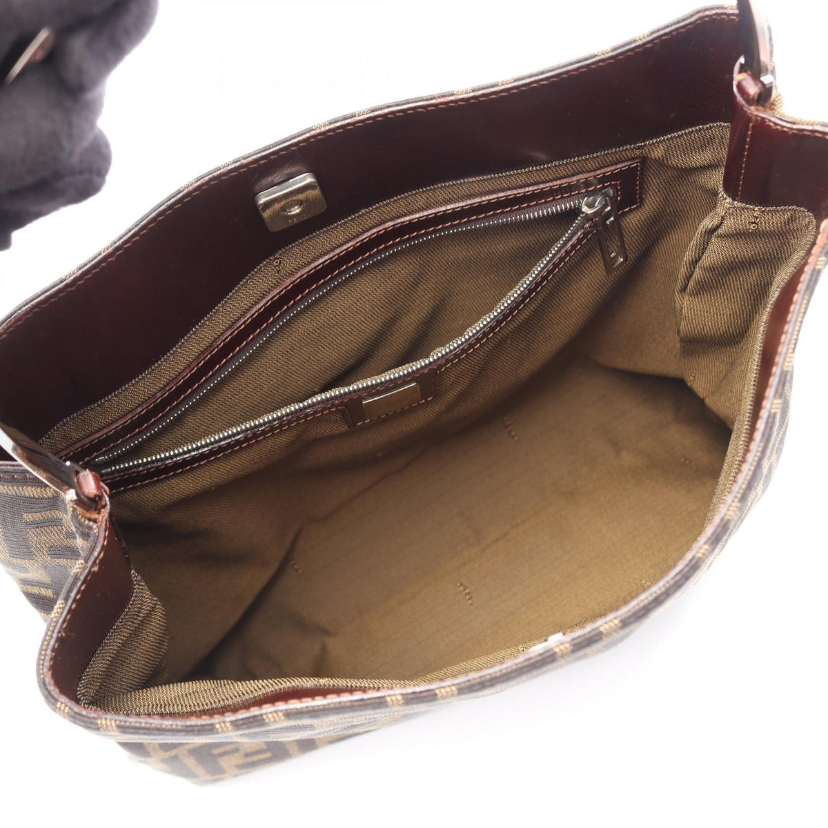 FENDI Zucca Tote Bag Tote Bag Brown/Black canvas leather 2101219928579