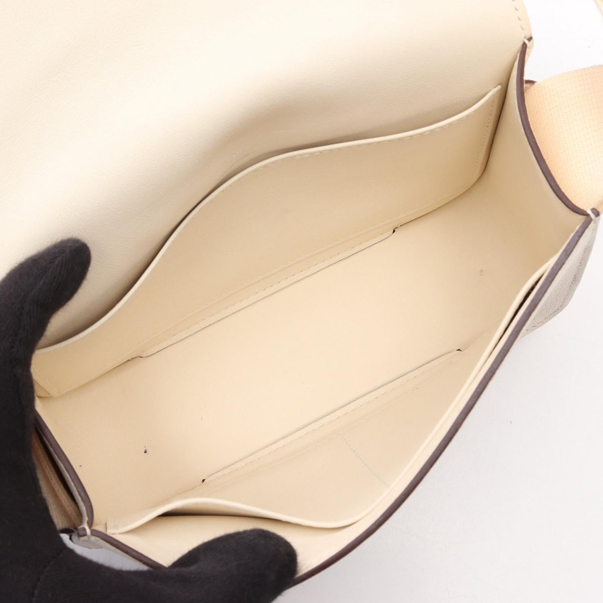 HERMES Geta Nata Shoulder BagNata Nata Beige Chevre leather 2101219928623