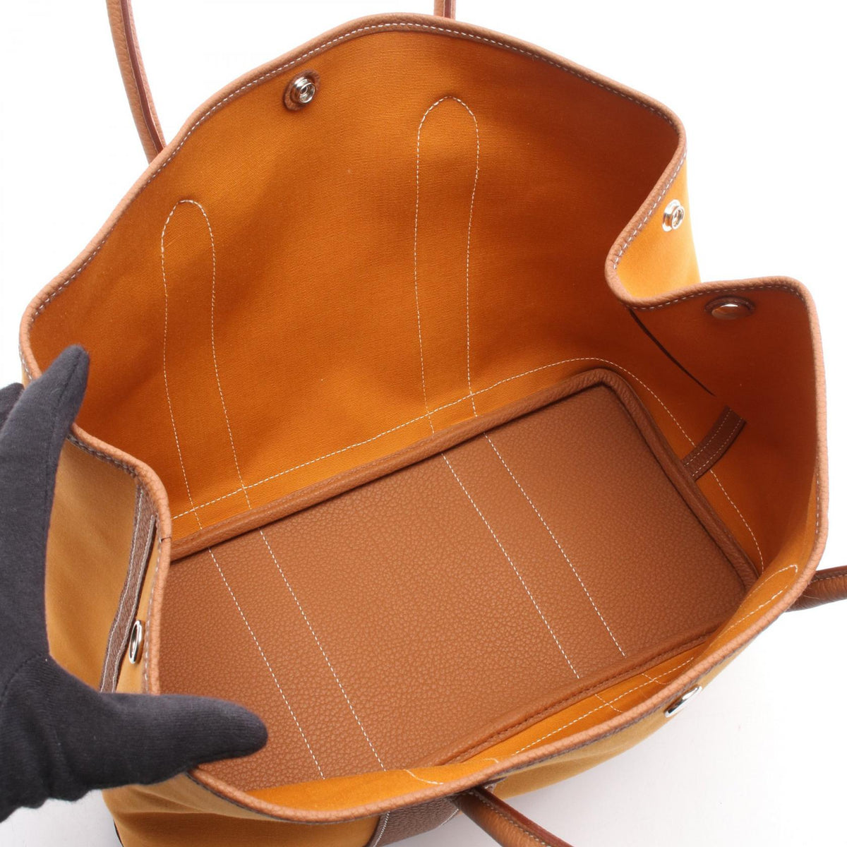 HERMES Garden Party PM Saffron Gold Tote BagSaffron Saffron Orange/Brown Toile officier canvas leather Negonda leather 2101219927848