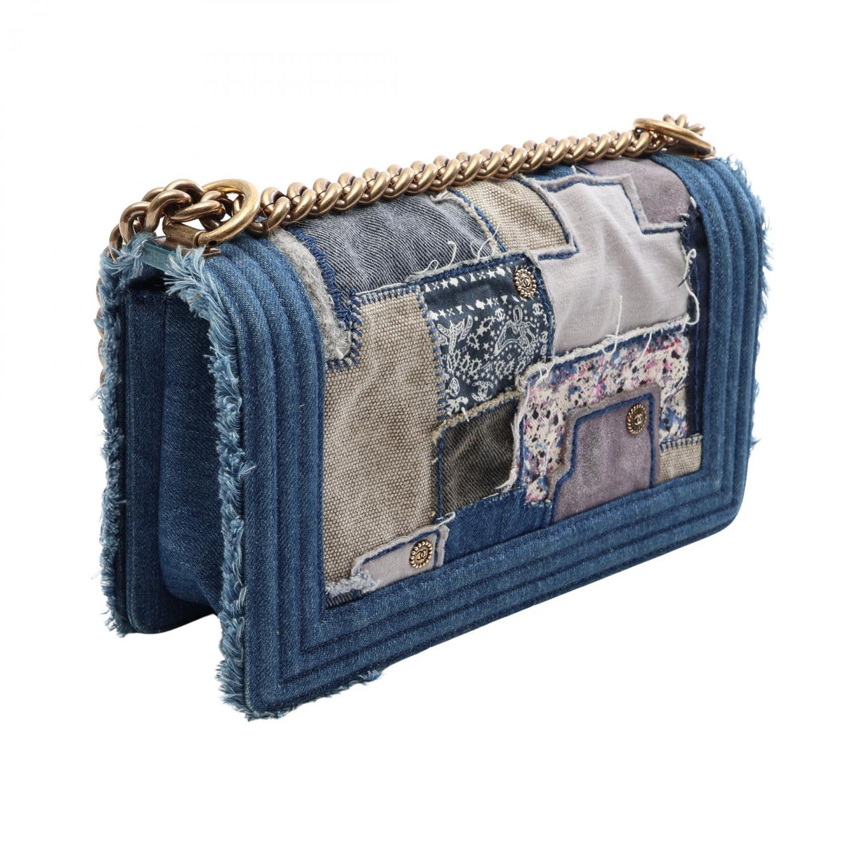 CHANEL Blue boy chanel patchwork denim A67086 2101219927909