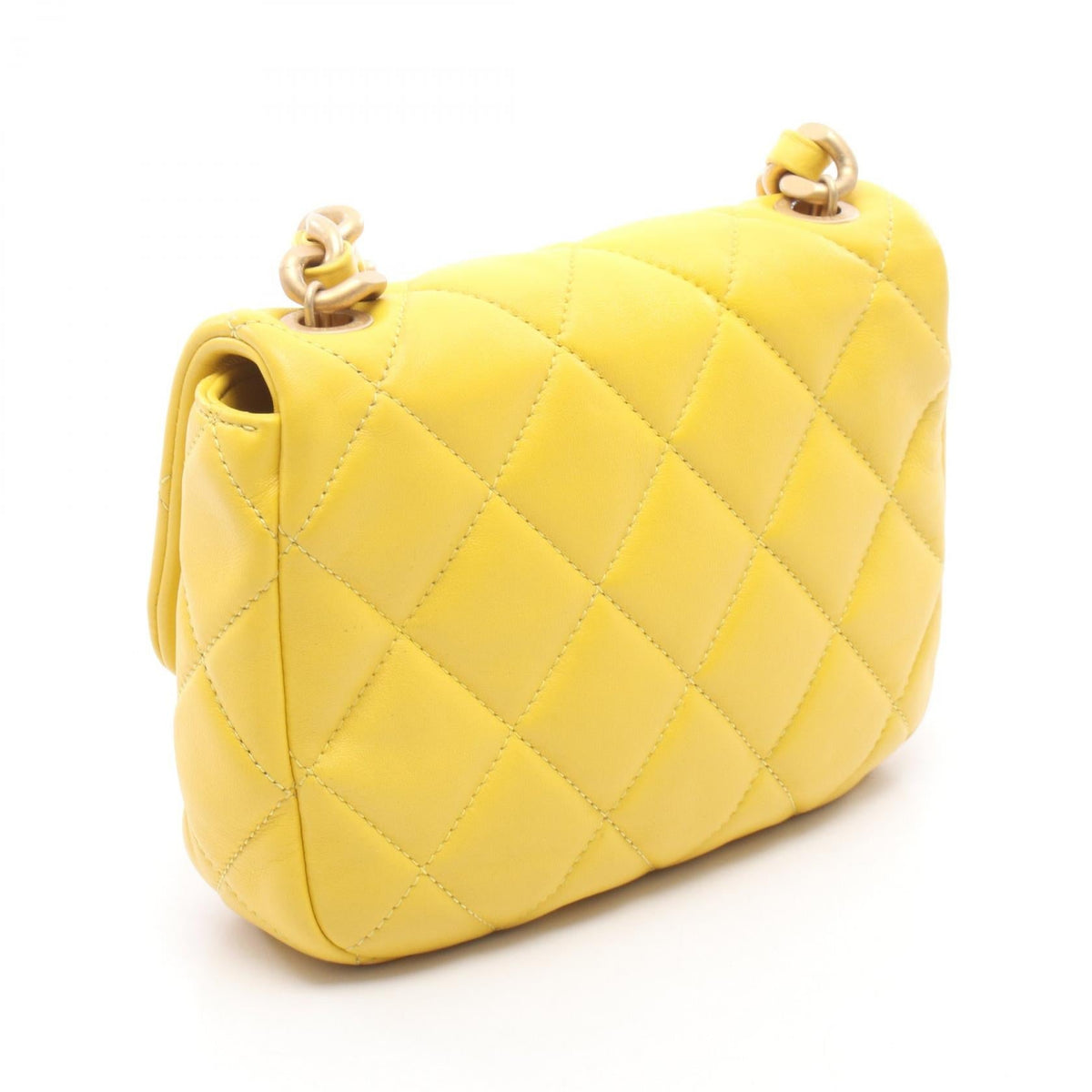 CHANEL Yellow Matelasse Small Flap Plastic Chain Lambskin (sheep leather) 2101219928005
