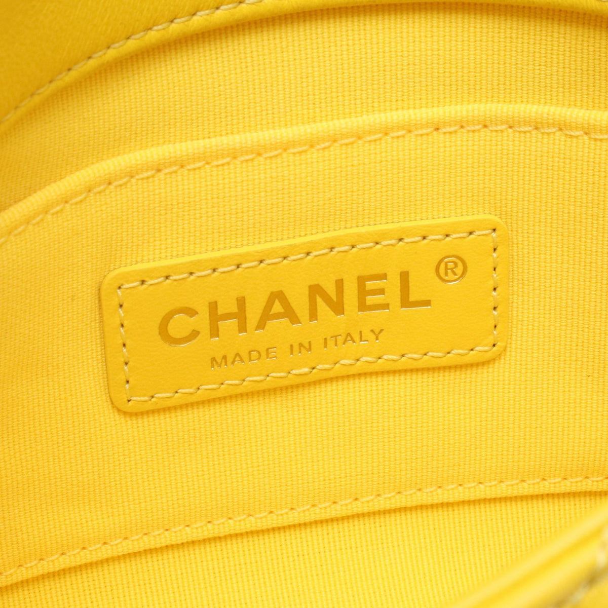 CHANEL Yellow Matelasse Small Flap Plastic Chain Lambskin (sheep leather) 2101219928005