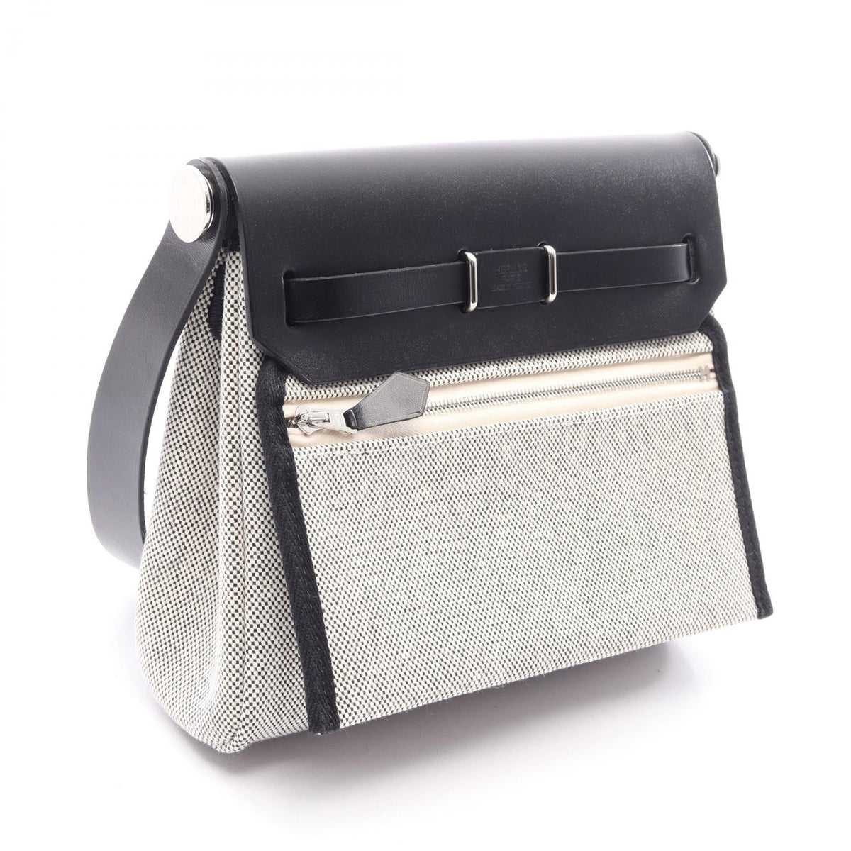 HERMES Airbag Zip Mini Shoulder BagEcru Ecru Gray/Black Toile H canvas leather Toile H / Vache leather Hunter 2101219928210