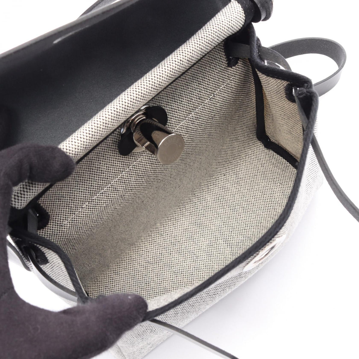 HERMES Airbag Zip Mini Shoulder BagEcru Ecru Gray/Black Toile H canvas leather Toile H / Vache leather Hunter 2101219928210