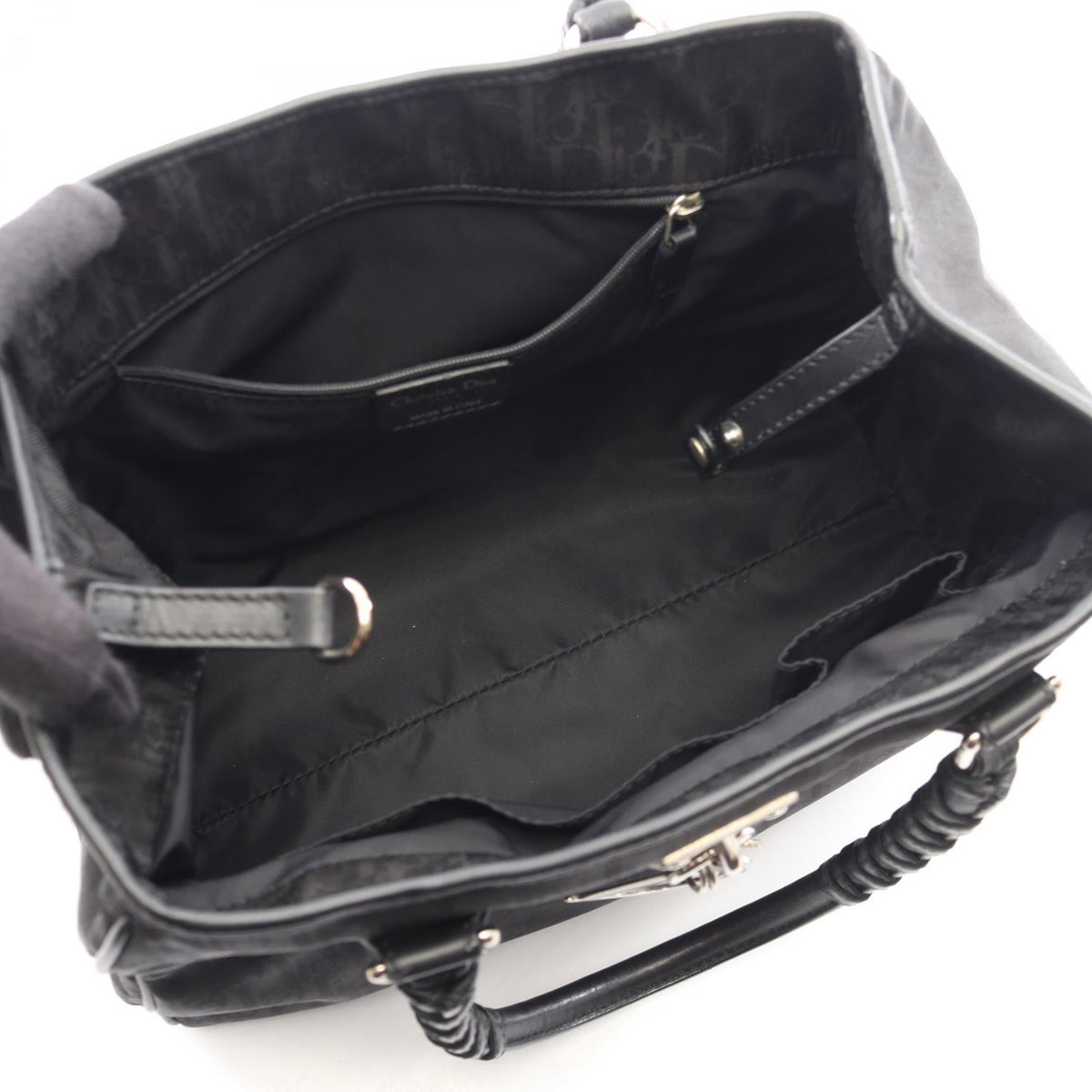Dior Lovely Trotter Tote Bag Black leather Nylon canvas 2101219928326