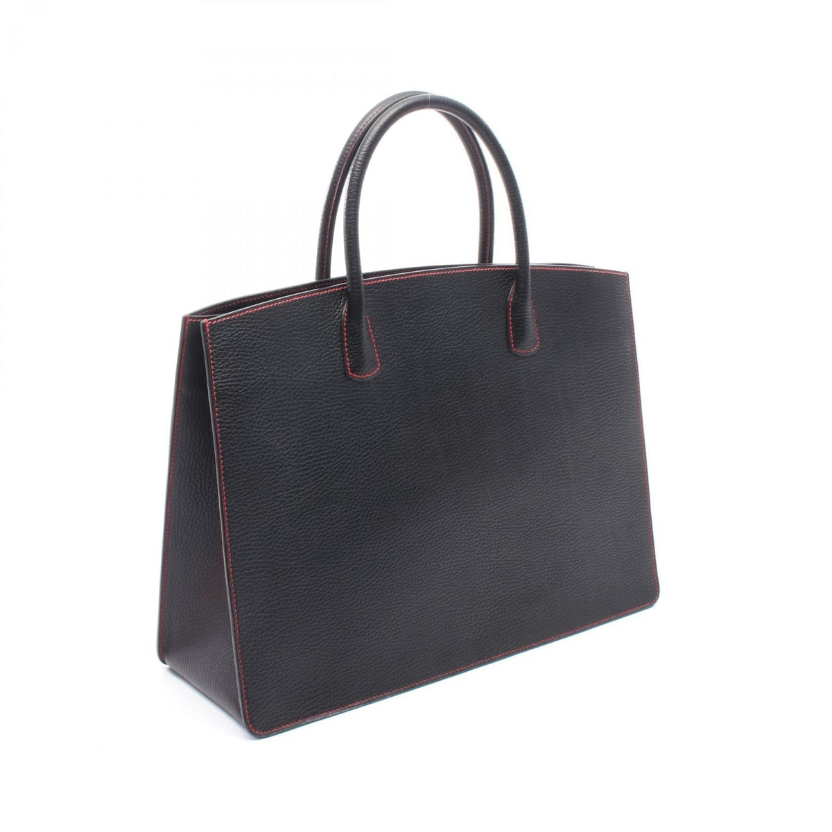 HERMES White bus GM Tote Bag Black leather ChevreChevre coromandel goatskin 2101219928258