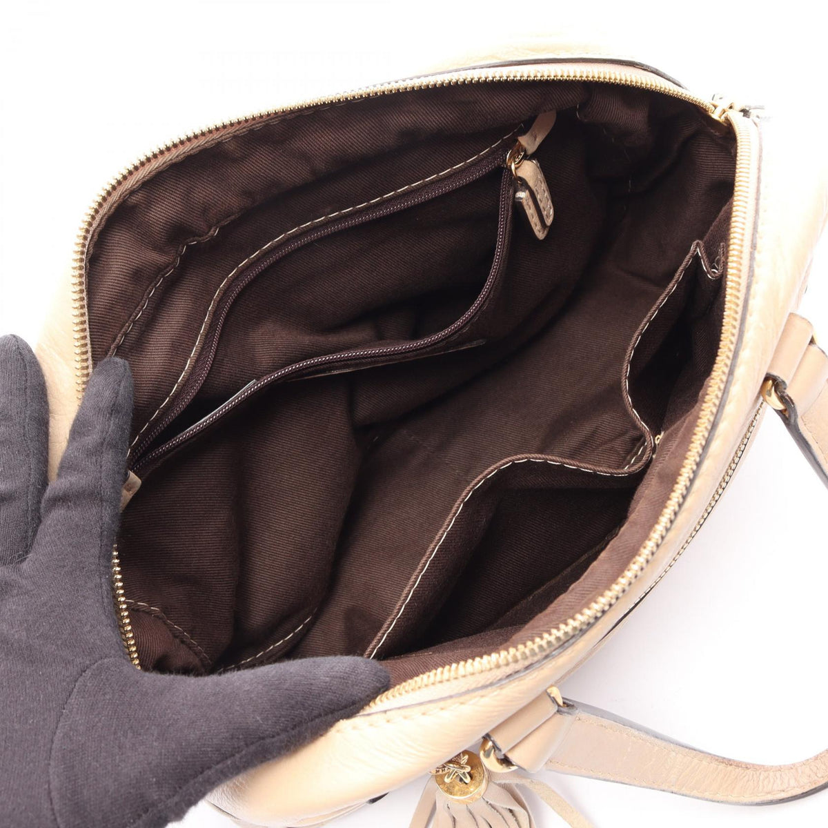 LOEWE Madrid Anagram Handbag Beige leather 2101219928395