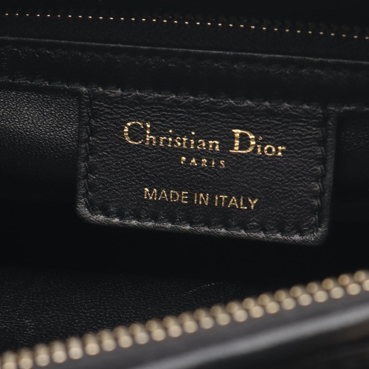 Dior LADY DIOR Christian Dior Medium Cannage Artificial Pearl 2WAY Handbag Black leather 2101219925059