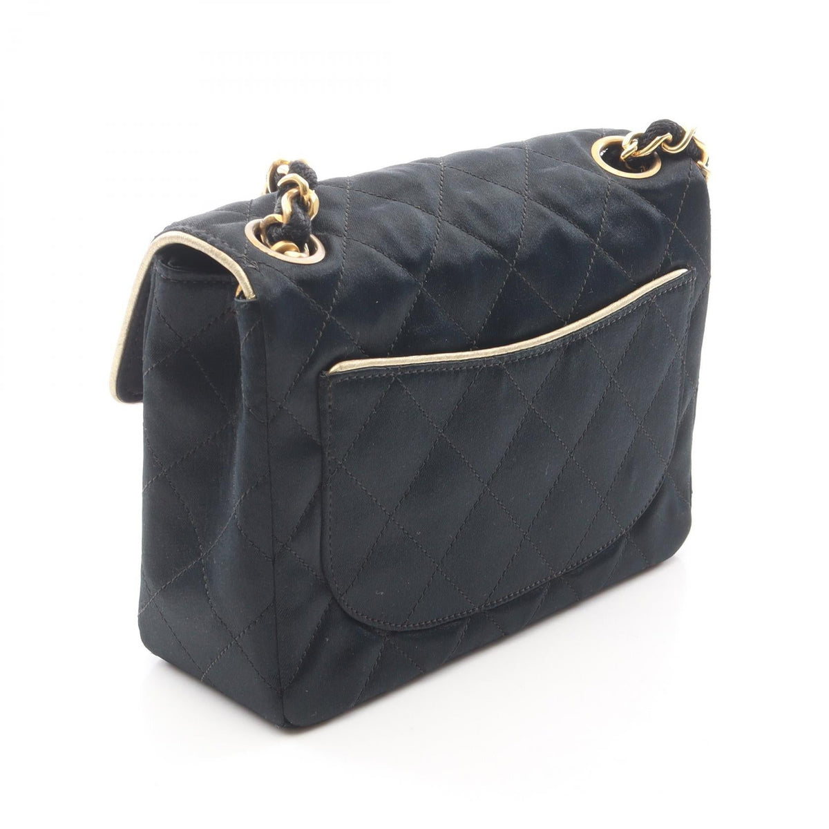 CHANEL Black/Gold Mini Matelasse Fabric�leather 2101219925035