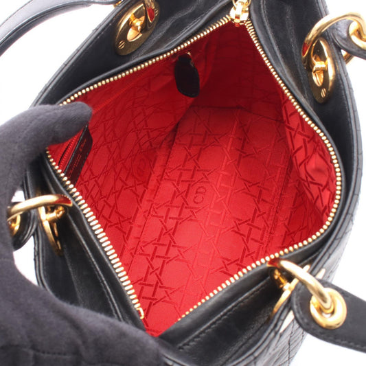 Dior LADY DIOR Christian Dior 2WAY Handbag Black leather M0565ONGE_M900 2101219927220