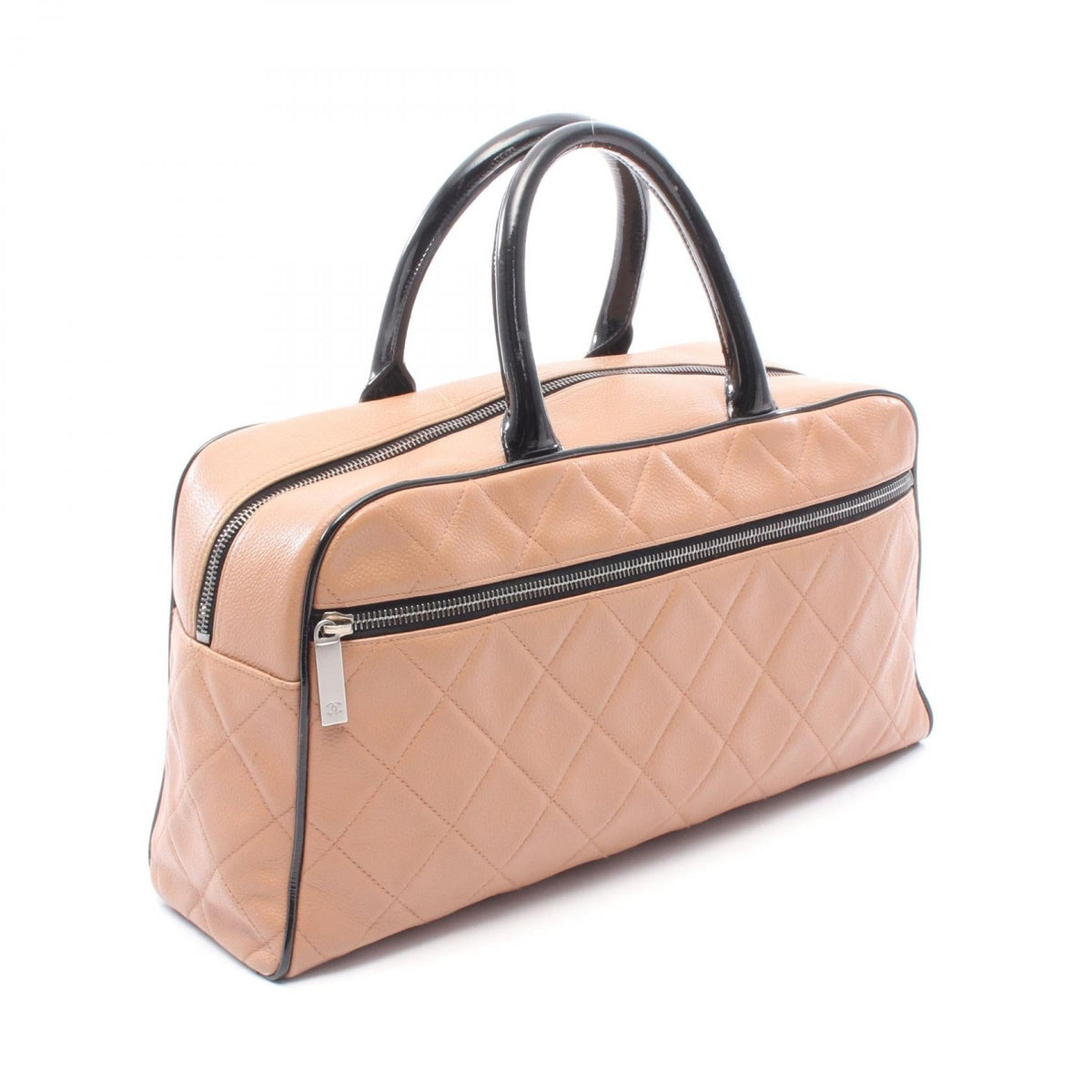CHANEL Pink/Black Matelasse Bowling Bag Grained Calfskin leather 2101219927398