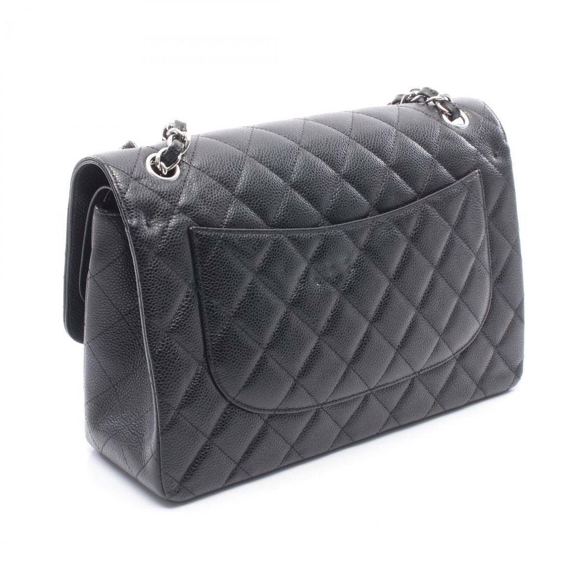 CHANEL Black Deca Matelasse 30 Classic Large W Flap Grained Calfskin leather A58600 2106800632736