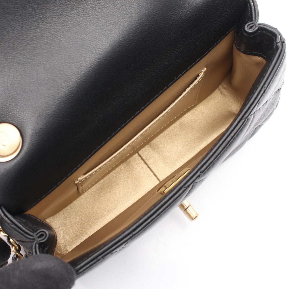 CHANEL Black Mini Matelasse Lambskin (sheep leather) 2120300051637
