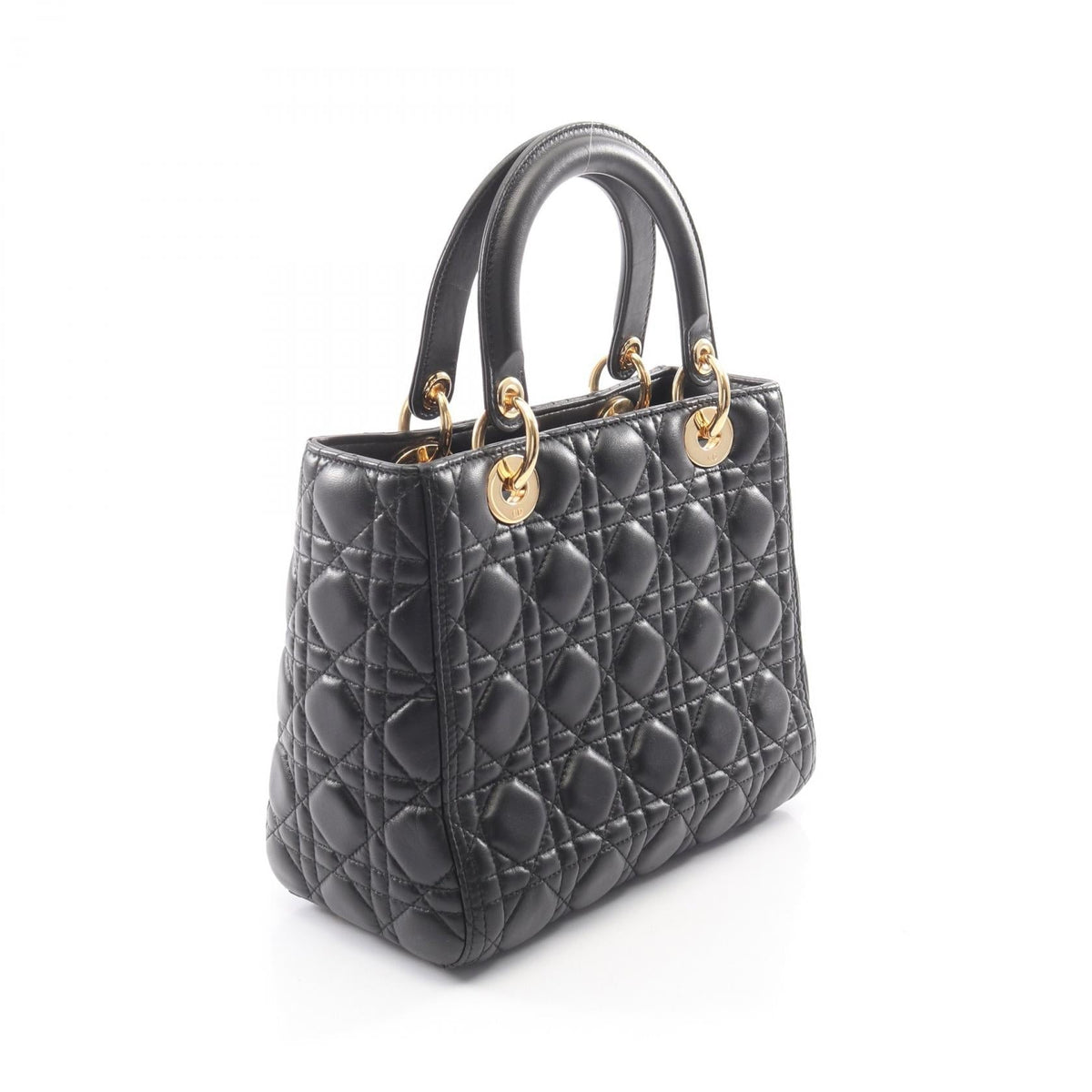 Dior LADY DIOR Christian Dior Cannage 2WAY Handbag Black leather 2101219924915