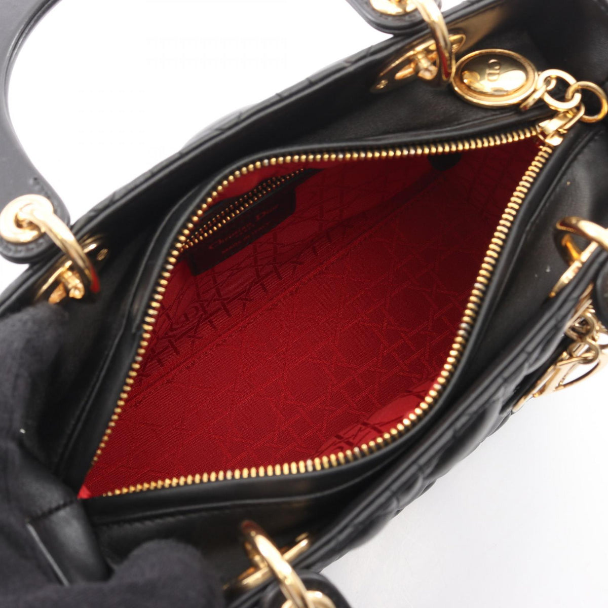 Dior LADY DIOR Christian Dior Cannage 2WAY Handbag Black leather 2101219924915