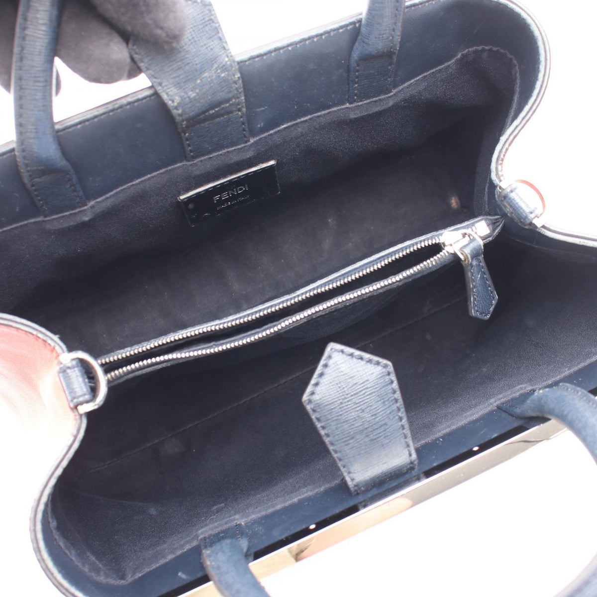FENDI PETITE 2JOURS Petit Toujours Handbag Navy/Red leather 8BH253 2120900122386